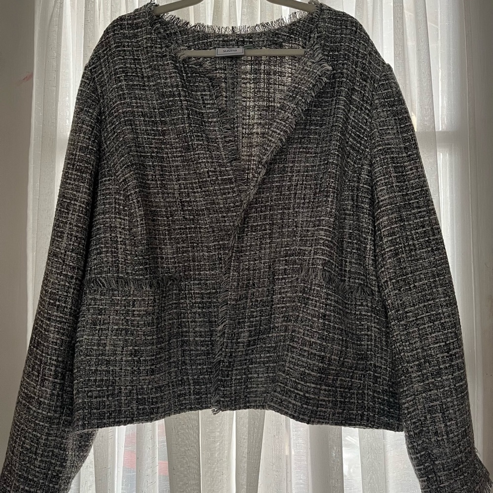 Susina Black and Gray Tweed Blazer